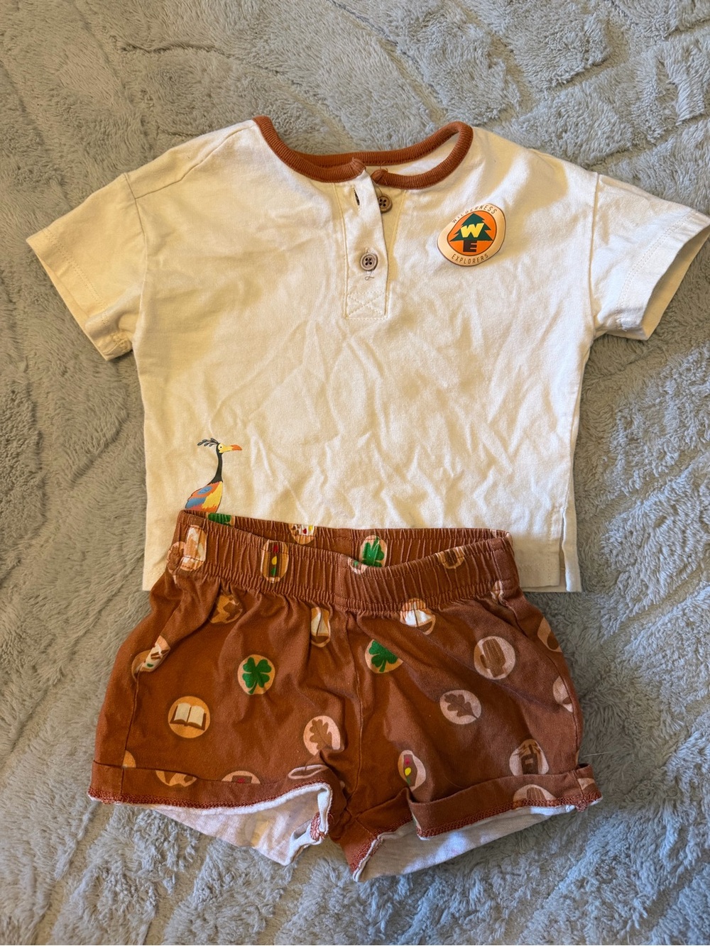 BoxLunch Up Disney Kids Cream & Brown Short Sleeve Top and Shorts Set